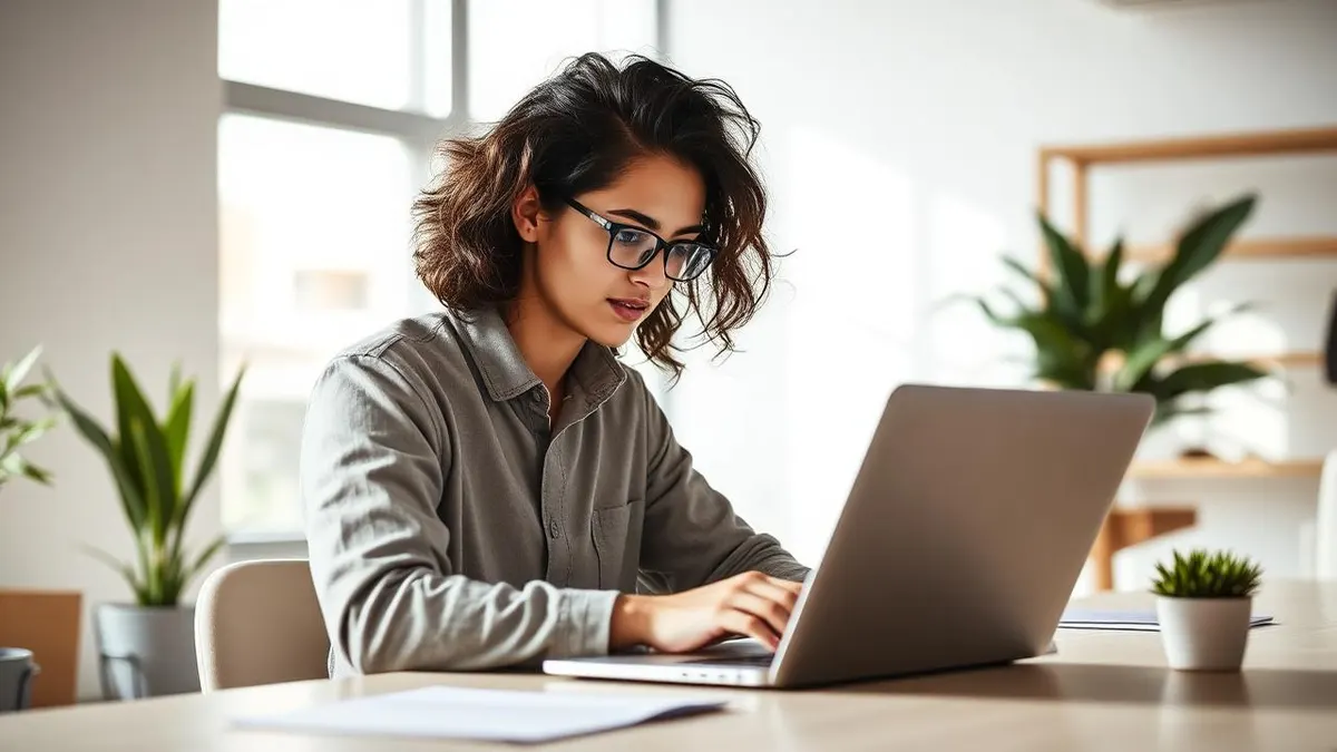 Empreendedora do mercado digital trabalhando com notebook
