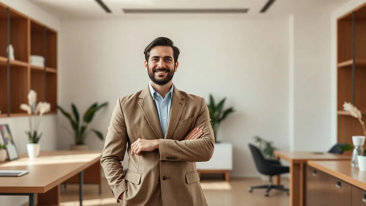 Profissional liberal em ambiente de trabalho elegante