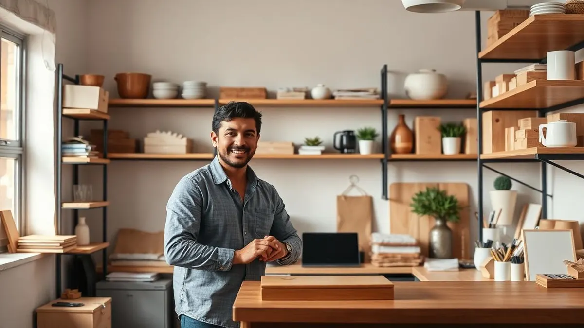 Pequeno empreendedor organizando e estruturando o próprio negócio
