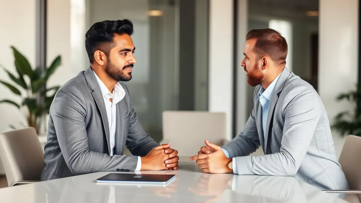 Empresário em conversa consultiva com profissional de contabilidade